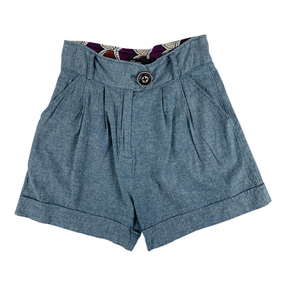 Dear Creatures Shorts Women's Size 28 Blue Chambray Cotton High Waisted Indie